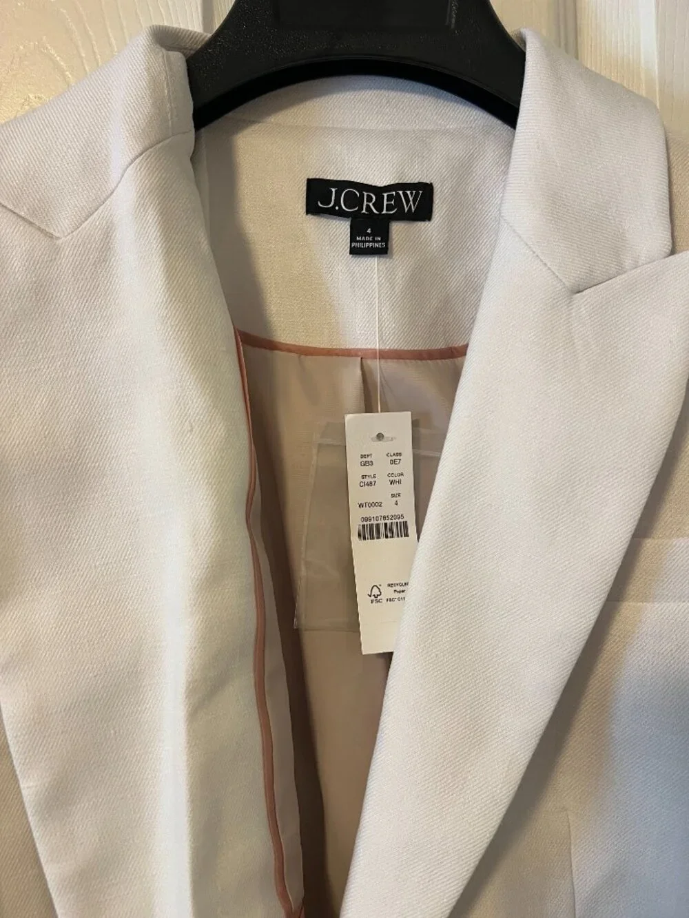 J.Crew NWT White Linen Blend Tailored Blazer Size 4
